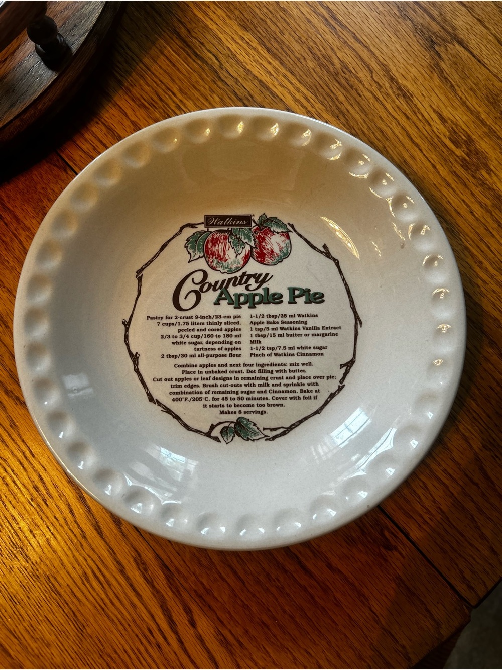 Watkins Country Apple Pie Plate